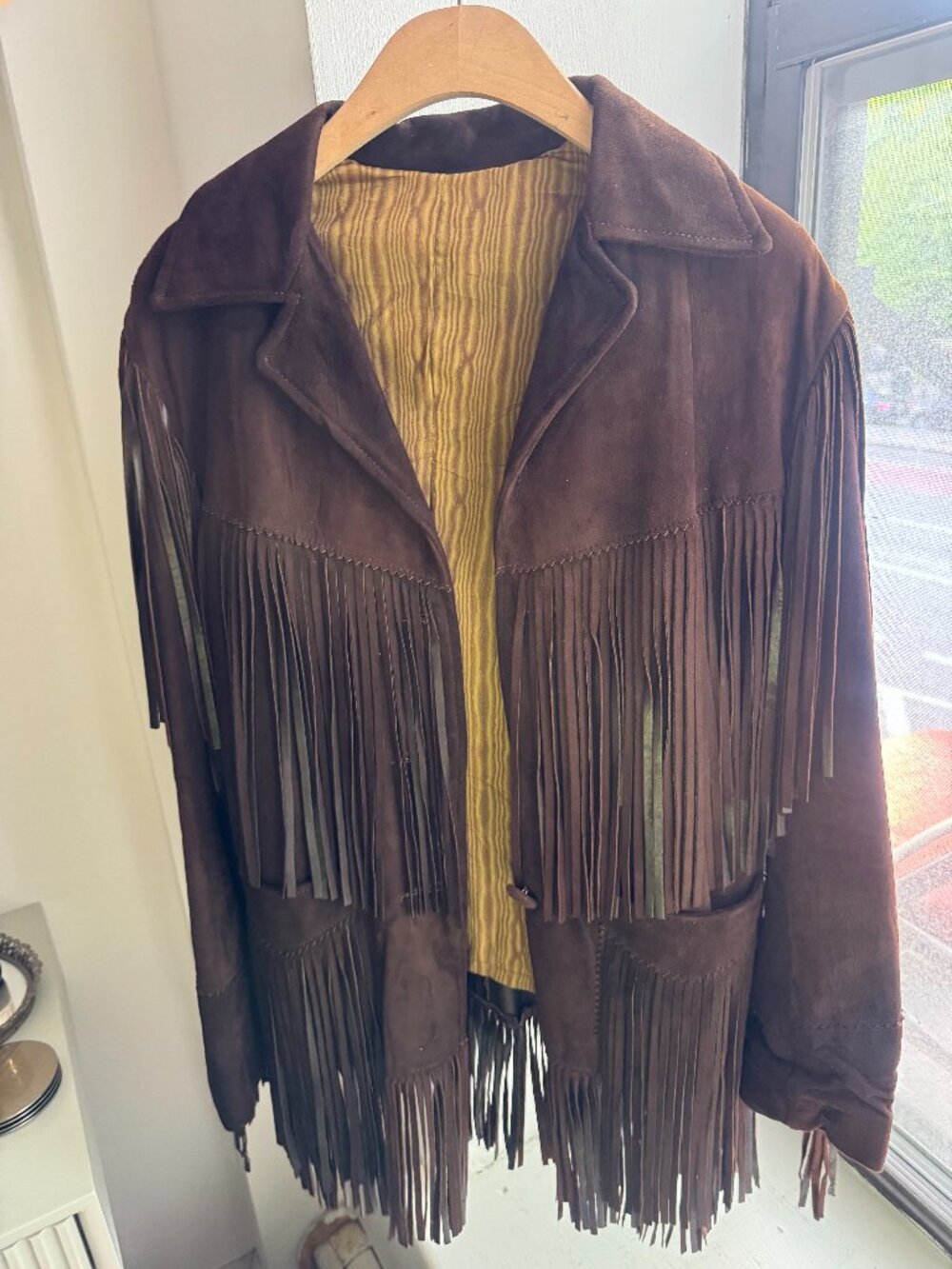 Vintage Joo Kay Chocolate Brown Suede Leather Fringe Jacket - Size 8